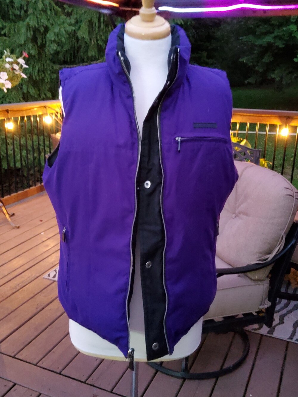 Ralph Lauren Reversible Purple/Black Down Puffer Vest Jacket